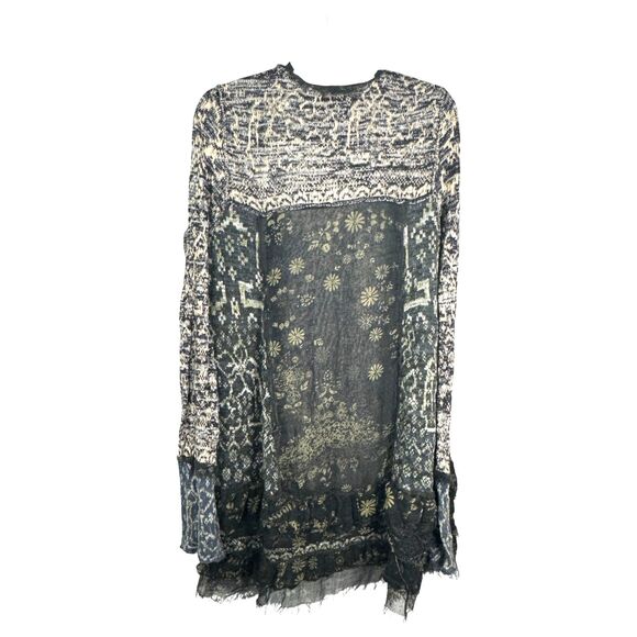 Free People Boho Mixed Material Pattern Long Sleeve Cardigan Topper Size Medium - Picture 5 of 6